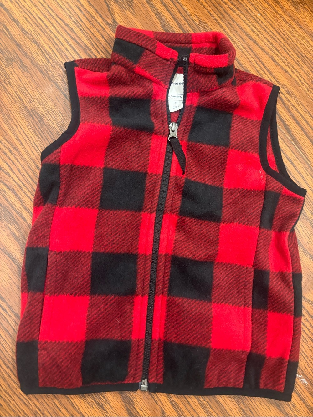 Amazon Essentials Kids Red and Black Buffalo Plaid Fleece Vest